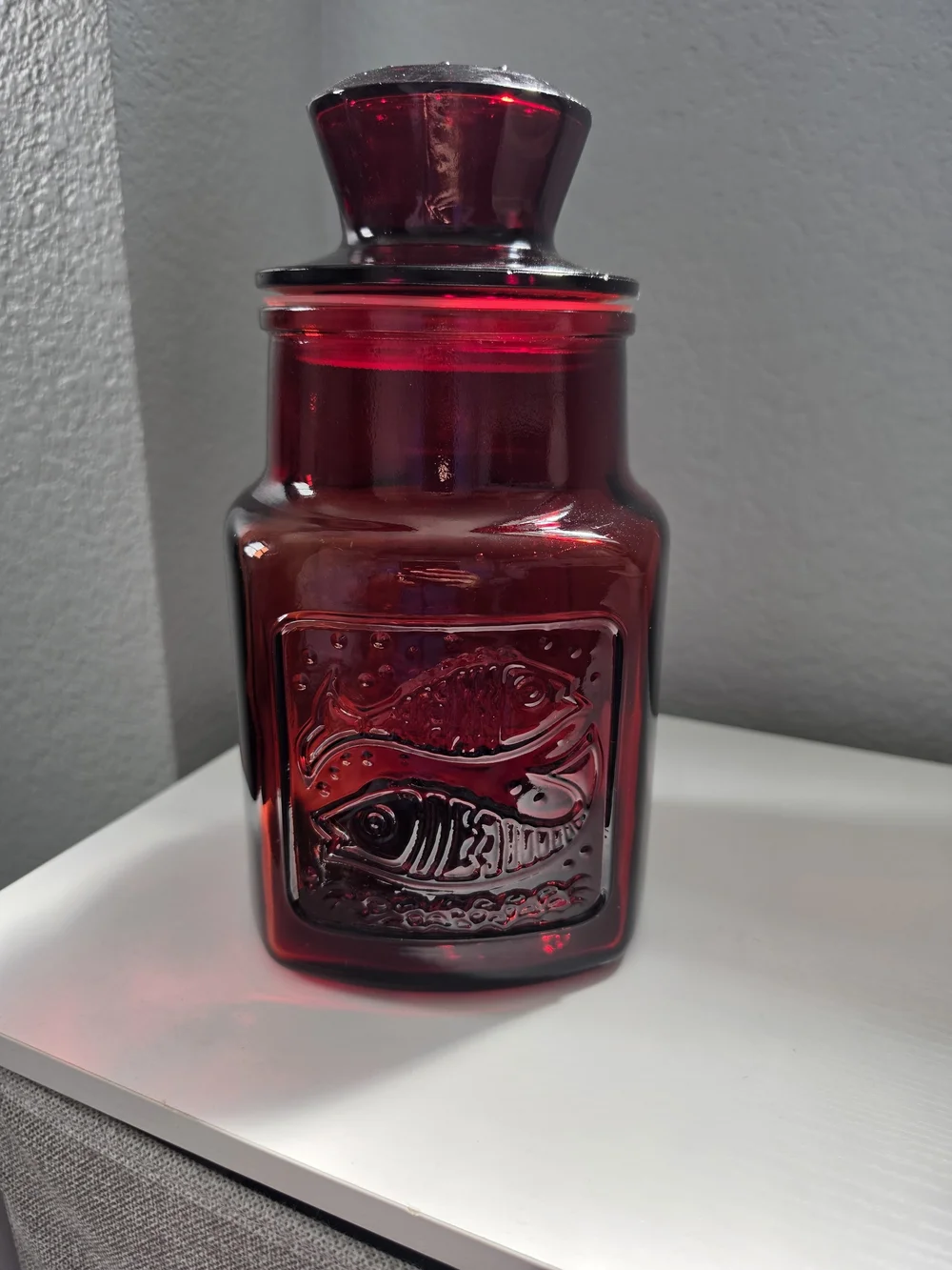 Ruby Red Decorative Glass Jar with Lid